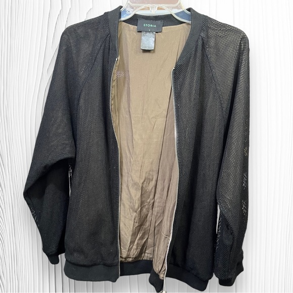 Storia Black Mesh Bomber Style Jacket - Picture 4 of 4